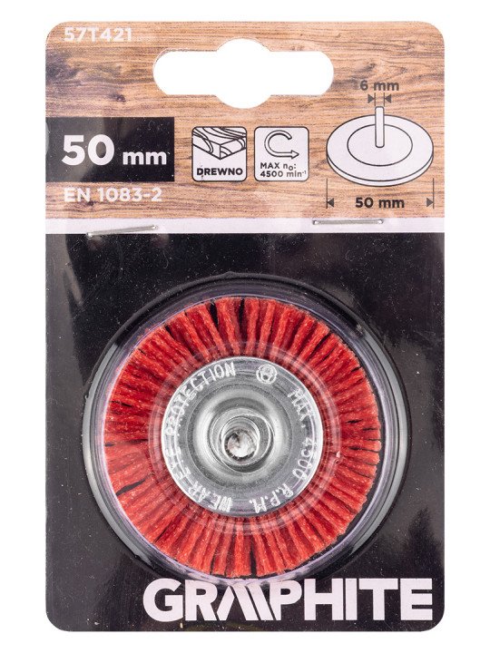 50 mm nailono šepetys su 6 mm
