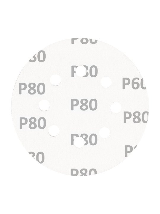 „Velcro“ šlifavimo diskai 125 mm, p80, 5 vnt, su 8 skylėmis