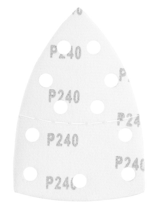 Šlifavimo popierius, „Velcro“, metalui 102 x 152 mm, p240, 5 vnt, su 11 skylių