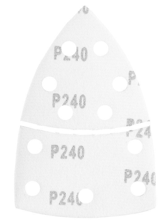 Šlifavimo popierius, „Velcro“, metalui 102 x 152 mm, p240, 5 vnt, su 11 skylių