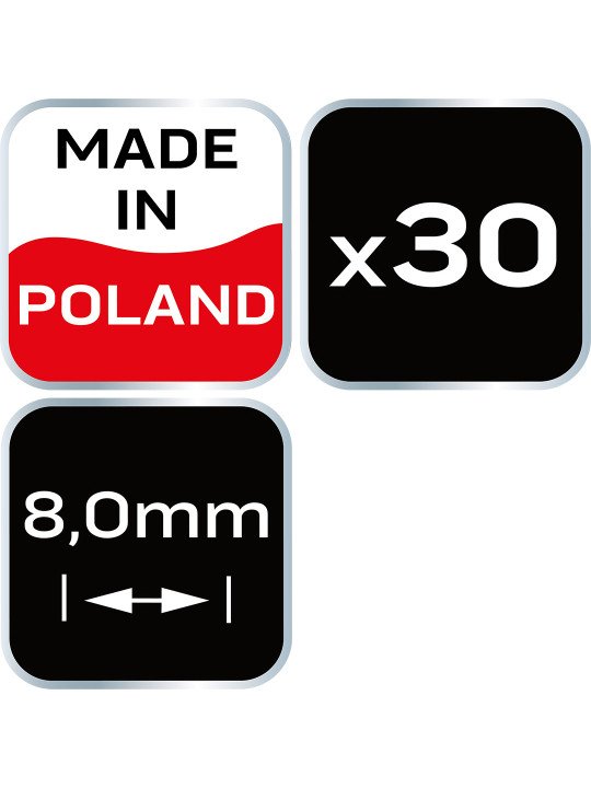Kryžiukai plytelėms T 8,0 mm, 30pcs