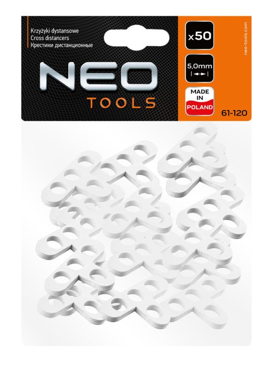 Kryžiukai plytelėms T 5,0 mm, 50pcs