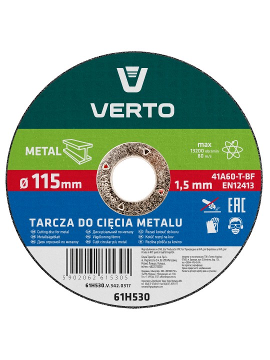 Pjovimo diskas metalui T41, 115 x 1.5 x 22 mm