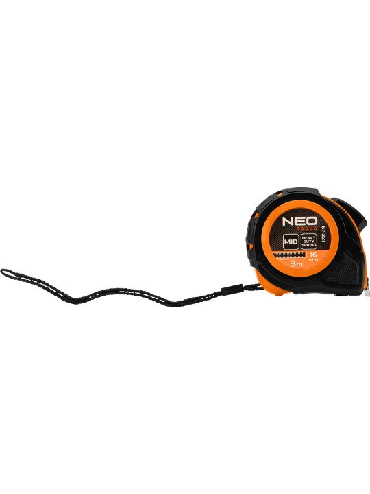 Plieninė ruletė 3 m x 16 mm, automatinis užraktas, du stabdymo mygtukai