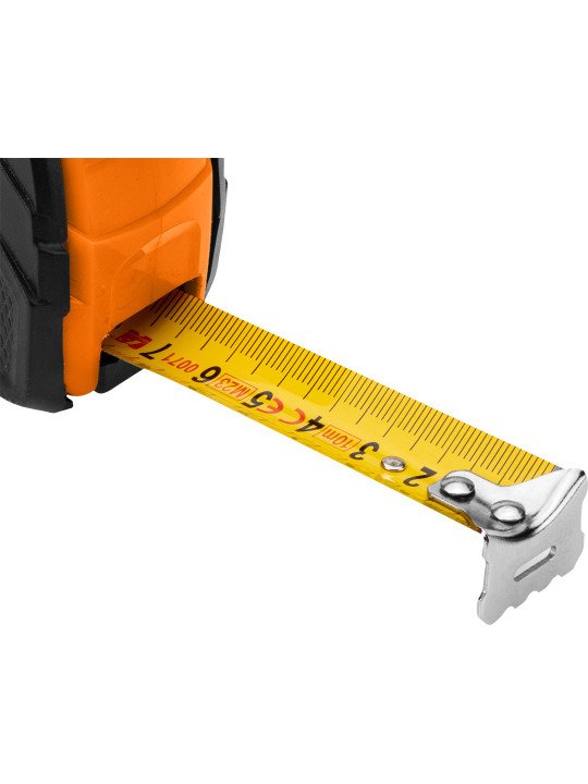 Plieninė ruletė 7,5 m x 25 mm, automatinis užraktas, du stabdymo mygtukai