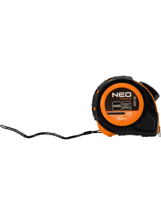 Plieninė ruletė 10 m x 25 mm, automatinis užraktas, du stabdymo mygtukai