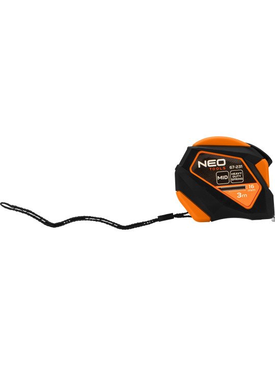 Plieninė ruletė  3 m x 16 mm, automatinis užraktas, stabdymo mygtukas, magnetas