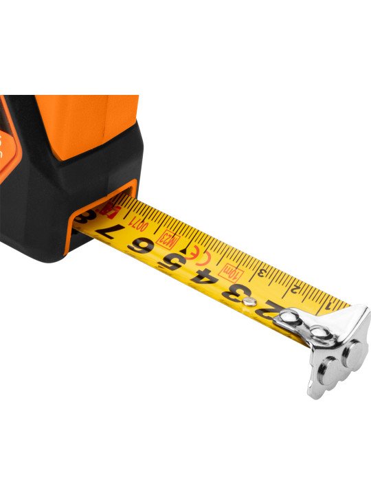 Plieninė ruletė  3 m x 16 mm, automatinis užraktas, stabdymo mygtukas, magnetas