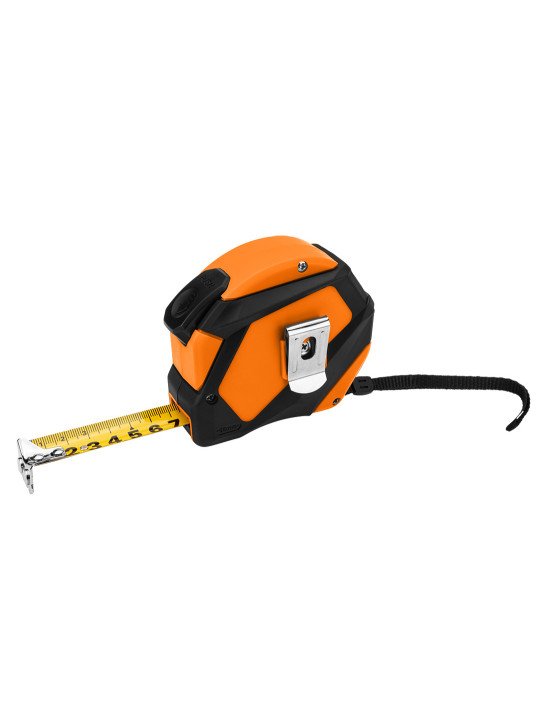 Plieninė ruletė 10 m x 25 mm, automatinis užraktas, stabdymo mygtukas, magnetas