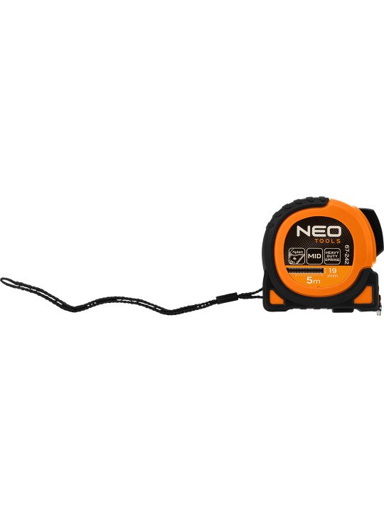 Super Black plieninė ruletė 5 m x 19 mm, automatinis užraktas, du stabdymo mygtukai, magnetas