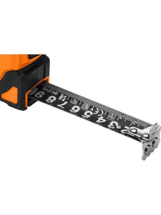 Super Black plieninė ruletė 5 m x 19 mm, automatinis užraktas, du stabdymo mygtukai, magnetas
