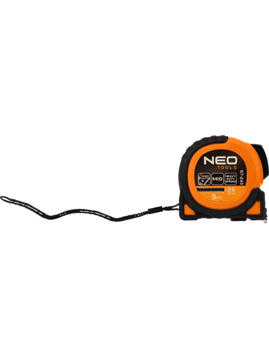 Super Black plieninė ruletė 5 m x 25 mm, automatinis užraktas, du stabdymo mygtukai, magnetas
