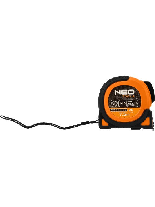 Super Black plieninė ruletė 7,5 m x 25 mm, automatinis užraktas, du stabdymo mygtukai, magnetas