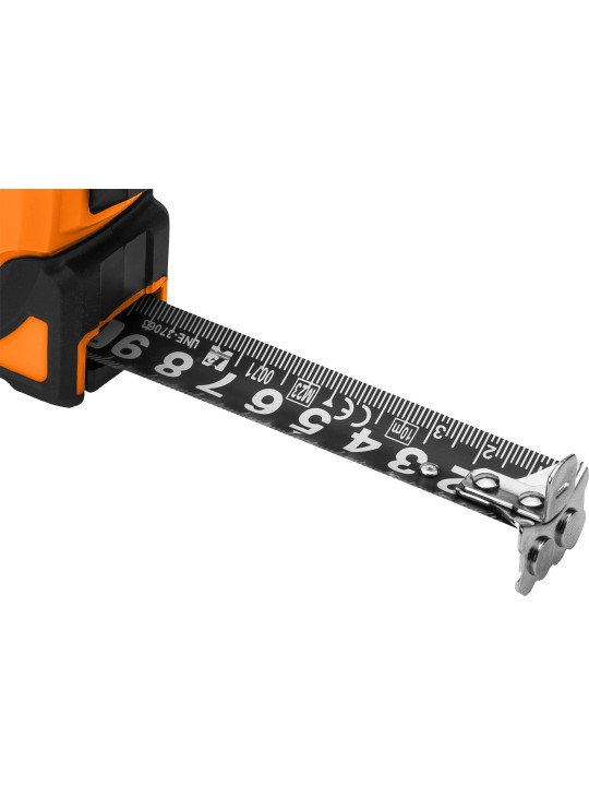 Super Black plieninė ruletė 7,5 m x 25 mm, automatinis užraktas, du stabdymo mygtukai, magnetas