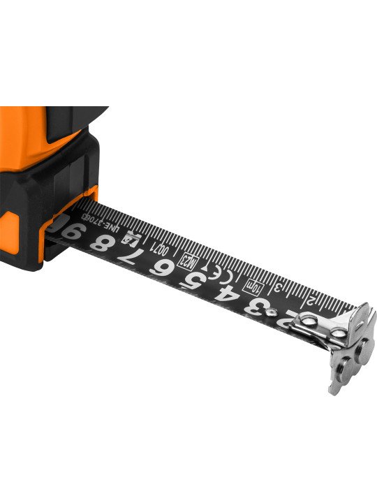 Super Black plieninė ruletė 10 m x 25 mm, automatinis užraktas, du stabdymo mygtukai, magnetas