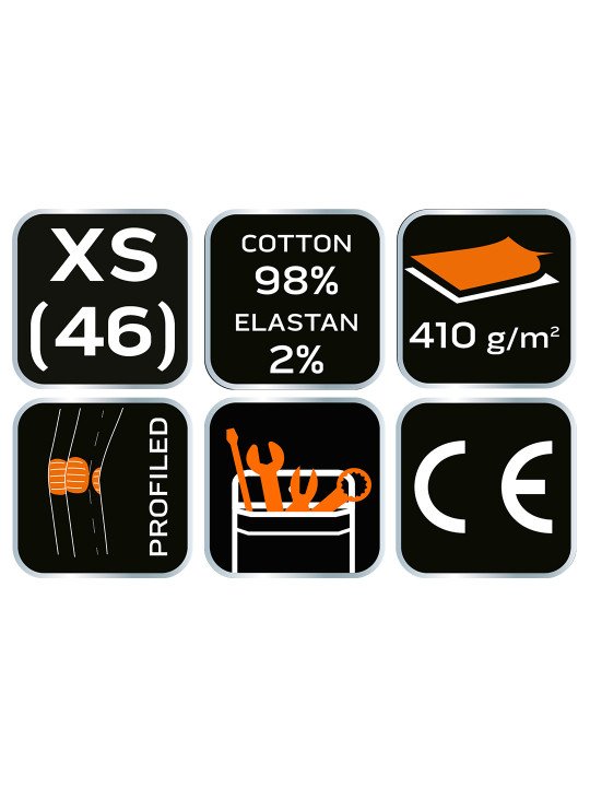 5 kišenės darbinės kelnės DENIM, juodos, XS dydis