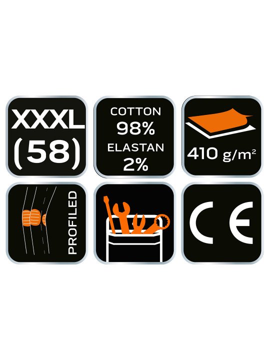 5 kišenės darbinės kelnės DENIM, juodos, XXXL dydis