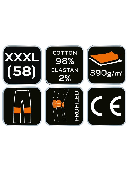 Darbinės kelnės DENIM, juodos, XXXL dydis