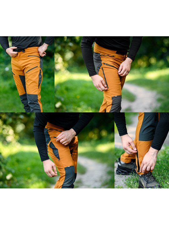 OUTDOOR darbinės kelnės, 4 krypčių ruožas, garstyčių pilka, dydis XL