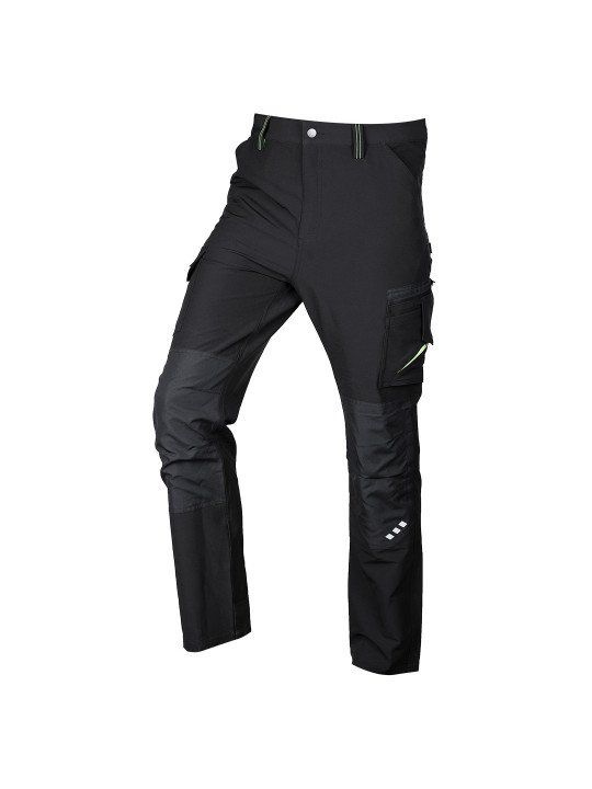 Juodos-žalios, „Mix&Match“ darbo kelnės, 4 kryptimis tempiamos, dydis XS