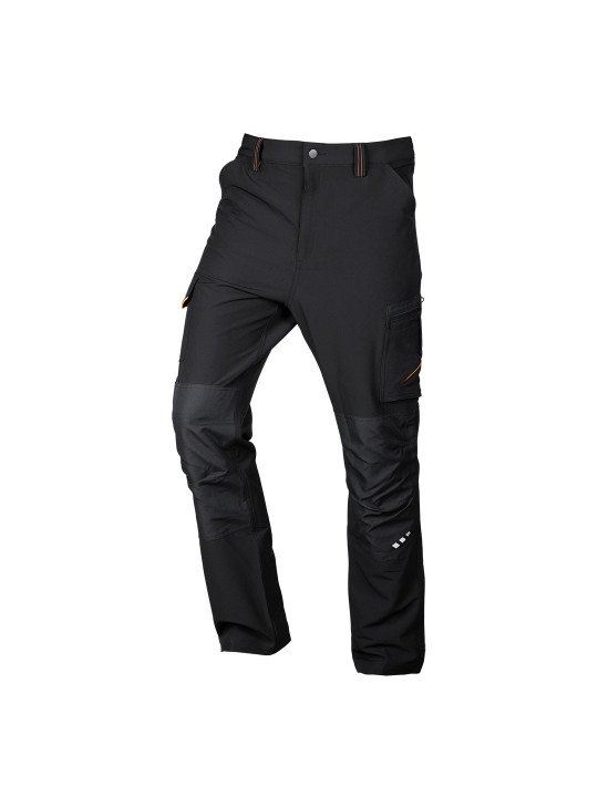 Juodos-oranžinės, „Mix&Match“ darbo kelnės, 4 kryptimis tempiamos, dydžiai XS-XXXL