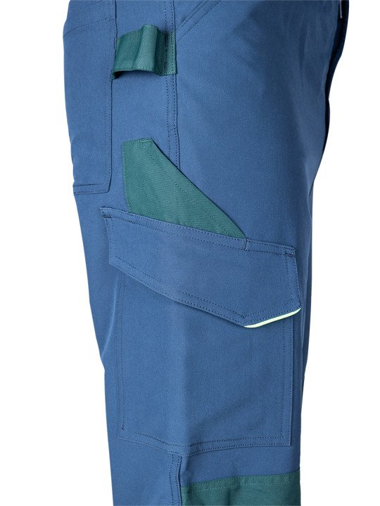 Tamsiai mėlynos-žalios, „Mix&Match“ darbo kelnės, 4 kryptimis tempiamos, dydis S