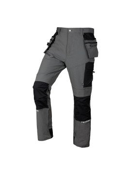Pilkos/juodos, „Mix&amp;Match“ darbo kelnės, 4 kryptimis tempiamos, dydis XL (81-296-1-XL) - Mišinių ir rungtynių darbo kelnės, „4 Way Stretch“ su dėklais, „Cordura“ armatūros, pilkos juodos spalvos, XL dydis 81-296-1-XL, pateiktas „Neo Tools“, yra kelnės