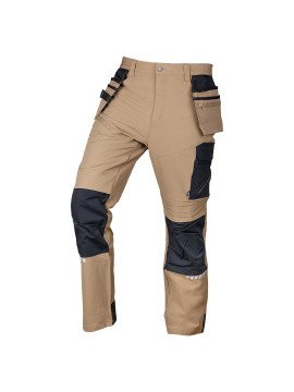 Smėlio/juodos, „Mix&amp;Match“ darbo kelnės, 4 kryptimis tempiamos, dydis XL (81-296-2-XL) - Mišinių ir rungtynių darbo kelnės, 4 krypčių tempimas, su dėklais, „Cordura“ armatūros, smėlio spalvos/juodos spalvos, XL dydis 81-296-2-XL, naudodami „Neo“ įrank