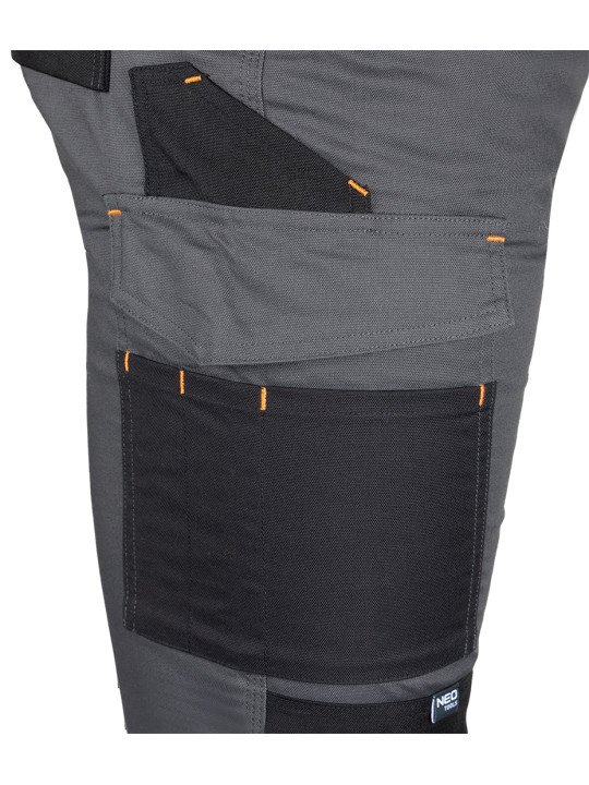 Pilkos/juodos spalvos „Mix&Match“ darbo kelnės, drobė, sutvirtintos „Cordura“ medžiaga, dydis XL