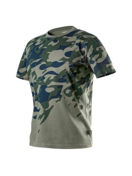 Marškinėliai CAMO, dydis XL - NEO darbiniai marškinėliai iš CAMO serijos, alyvuogių žalios spalvos, su unikaliu asimetrišku kamufliažo raštu.Marškinėliai CAMO, dydis XL (81-613-XL) - NEO darbiniai marškinėliai iš CAMO serijos, alyvuogių žalios spalvos, su