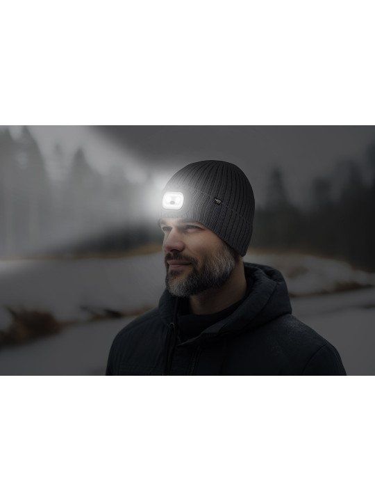 Kepurė su RGB LED žibintuvėliu, grafito spalvos
