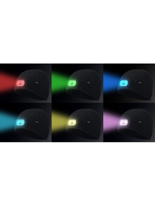 Kepurė su RGB LED žibintuvėliu, grafito spalvos