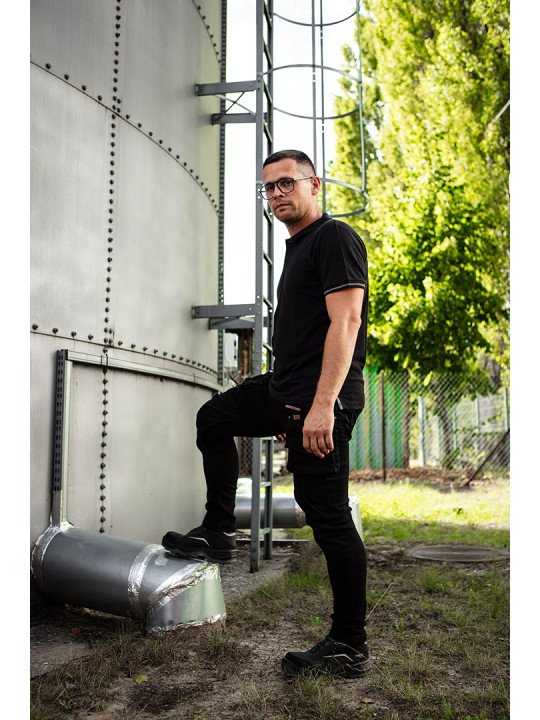Polo marškinėliai DENIM, juodi, L dydis