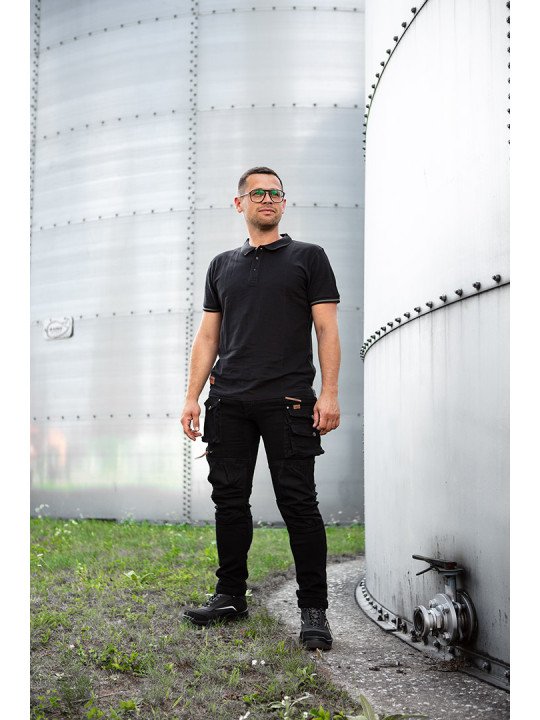 Polo marškinėliai DENIM, juodi nuo S iki XXXL dydžio