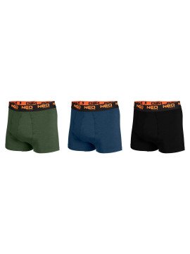Trupikės, pakuotėje 3 vnt., dydis L (81-678-L) - „Boxer Basic 2“, „3-pakuotės“, L dydis, 81–678-L, „Neo Tools“ yra trijų vyrų boksininkų šortų rinkinys trijų spalvų (paprasta juoda, paprasta žalia, paprasta tamsiai mėlyna mėlyna spalva).
