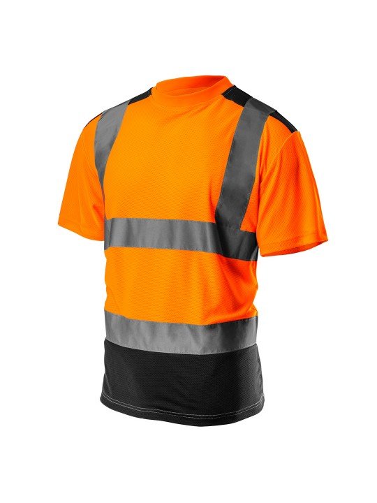 Didelio matomumo marškinėliai, tamsi apačia, oranžinės spalvos, dydis S