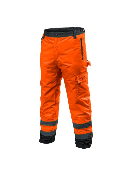 Didelio matomumo darbinės kelnės, šiltos darbo kelnės su pamušalu oranžinės spalvos, dydis S