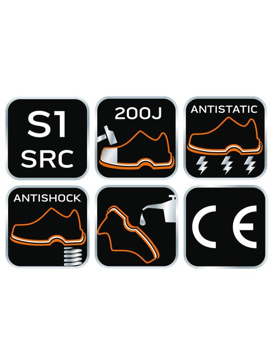S1 SRC odiniai batai, plieninis priekis, nuo 39 iki 47 dydžio