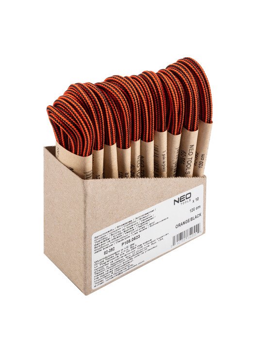 Darbo batų raišteliai 120cm, oranžinės ir juodos spalvos