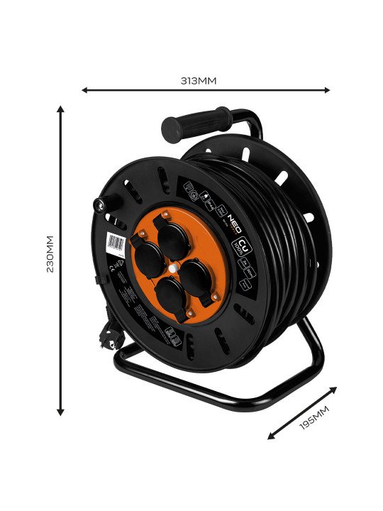 Prailginimo kabelio ritės 3x2,5mm2   nuo 30 iki 50m