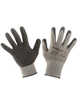 Pirštinės darbinės, latex coated nylon(foam), 3141X, dydis 11 (97-617-11) - Darbinės pirštinės, latekso dengtas poliesteris (putos), 3141x, 11 dydis, 97-617-11, Neo įrankiai yra 11 dydžio pirštinės, pagamintos iš poliesterio su latekso putplasčio danga.