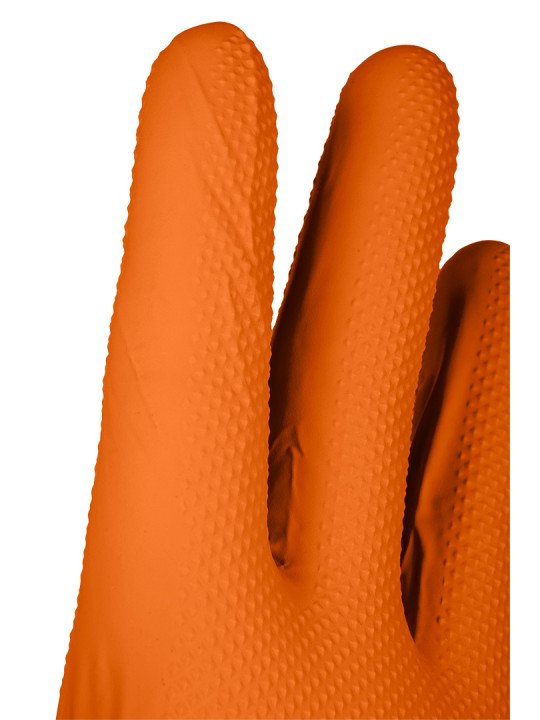 Perforuotos nitrilo pirštinės, oranžinės, 50 vienetų, XL dydis