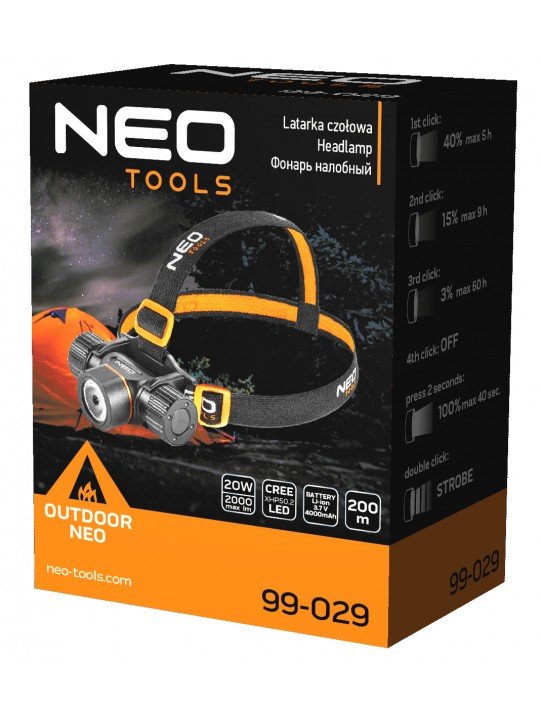 Žibintuvėlis ant galvos įkraunamos baterijos USB 2000lm CREE XHP50.2 LED