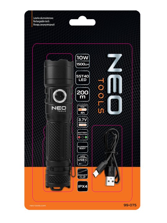 Žibintuvėlis įkraunamas USB C 1500 lm SST40 LED