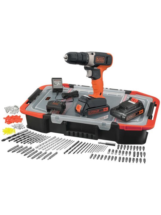 Akumuliatorinis Gręžtuvas - Suktuvas, 18V BCD001BAST-QW, 2 X 1,5 AH, Black&Decker