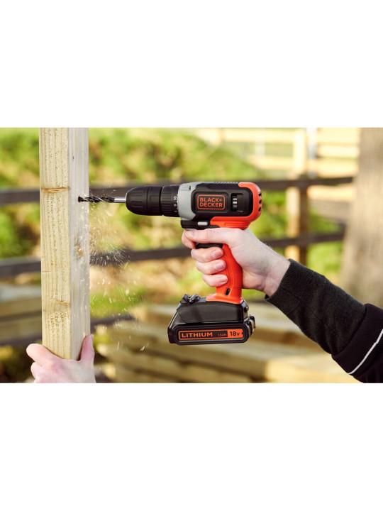 Akumuliatorinis Gręžtuvas - Suktuvas, 18V BCD001C1-QW, 1 X 1,5 AH, Black&Decker