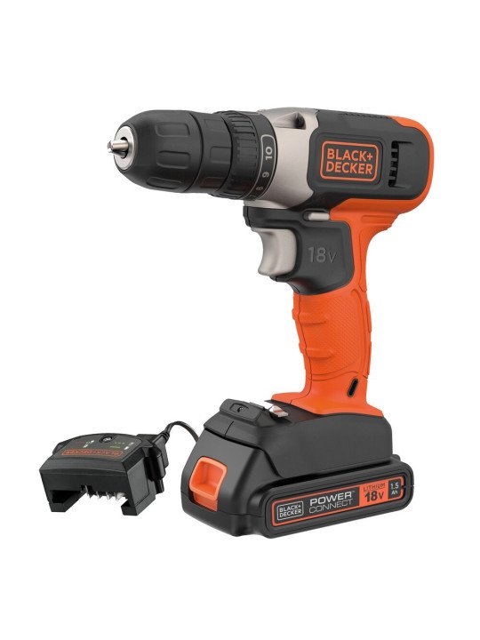 Akumuliatorinis Gręžtuvas - Suktuvas, 18V BCD001C1-QW, 1 X 1,5 AH, Black&Decker