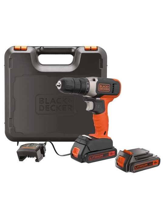 Akumuliatorinis Gręžtuvas - Suktuvas, 18V BCD001C2-QW, 2 X 1,5 AH, Black&Decker