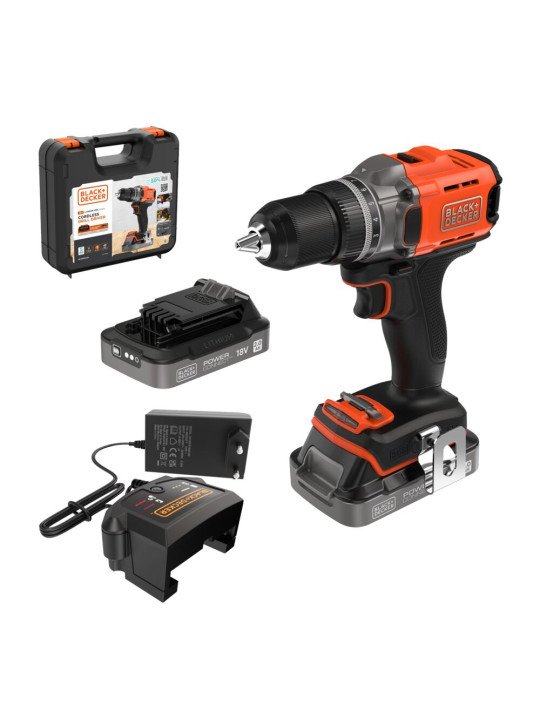 Akumuliatorinis Gręžtuvas - Suktuvas, 18V BCD382D2XK-QW, 2 X 2 AH, Black&Decker