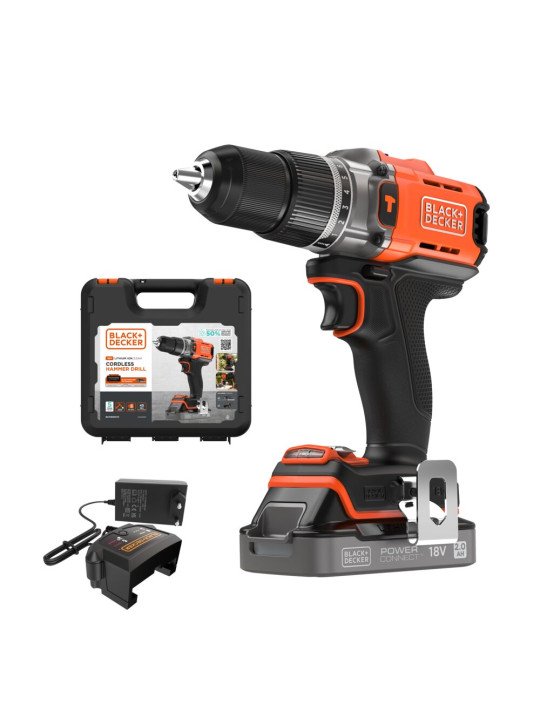 Gręžtuvas akumuliatorinis, 18V BCD383D1XK-QW, 1 X 2 AH, Black&Decker